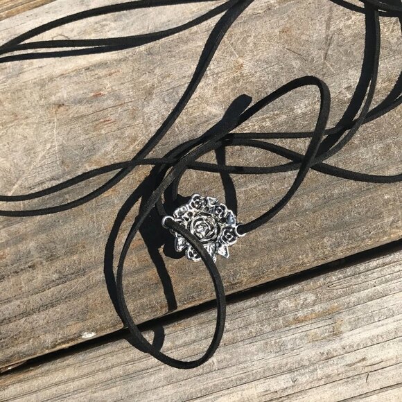 Tie Wrap Floral Rose Silver Bracelet Cuff Yoga Boho Biker - Picture 11 of 11